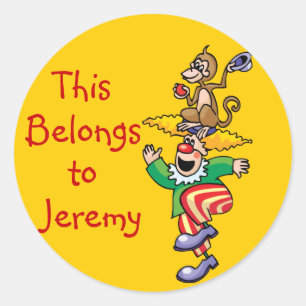 Funny Monkey & Clown Name Tag Pegatinas