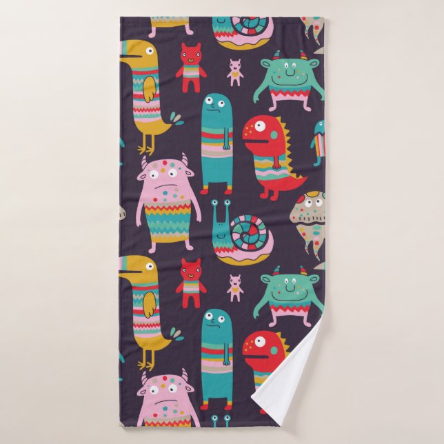 Funny monsters seamless pattern (Toalla de baño)