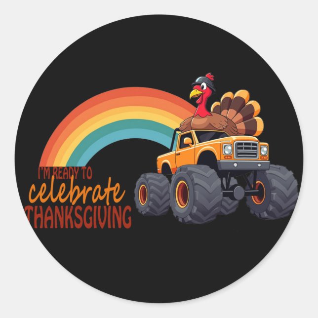 Funny Monstruo Turco Pegatina de Acción de Gracias (Anverso)