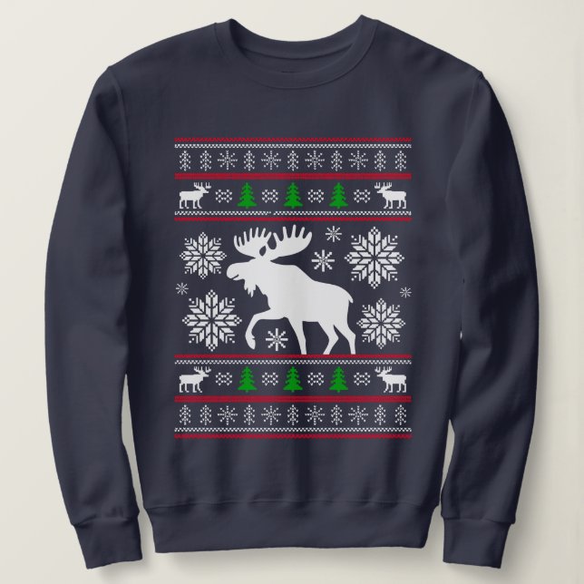 FUNNY MOOSE UGLY XMAS SWEATER CHRISTMAS (Anverso del diseño)
