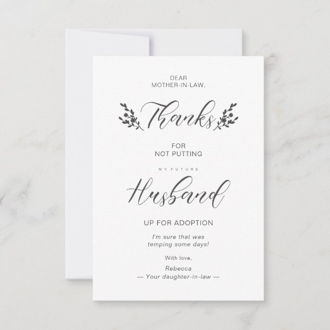 Funny Mother-in-law Quote Botanical Handwriting (Anverso)