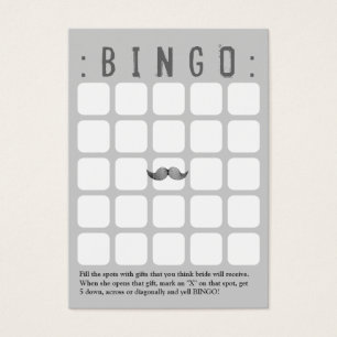 Funny Mustache 5x5 Tarjeta de Bingo Gris