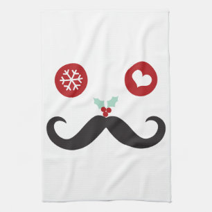 Funny Mustache Face Holiday Hand Toalla