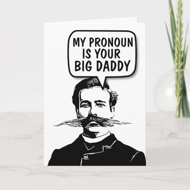 FUNNY MUSTACHE PRONOUN GRANDES TARJETAS EN BLANCO (Anverso)
