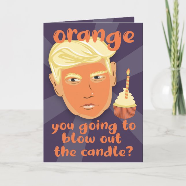 FUNNY Naranja Donald Trump Tarjeta de felicitación (Anverso)
