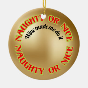 Funny Naughty Naughty Cita De Vino Oro Ornamento R