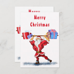 Funny Navidades Card Bodybuilder Santa Claus