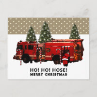 Funny Navidades de bomberos con tarjeta postal de 
