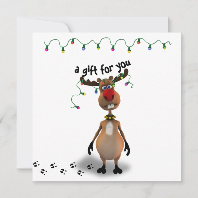Funny Navidades Red Nosed Reindeer Gift Card (Anverso)