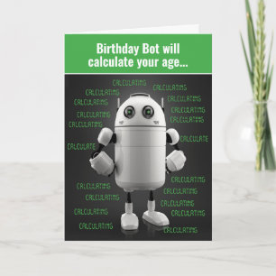 Funny Nerdy Robot Calcula La Tarjeta De Cumpleaños