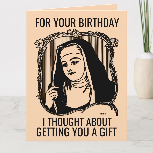 FUNNY NUN CATÓLICO CUMPLEAÑOS GRAN TARJETA DE RECI (Anverso)