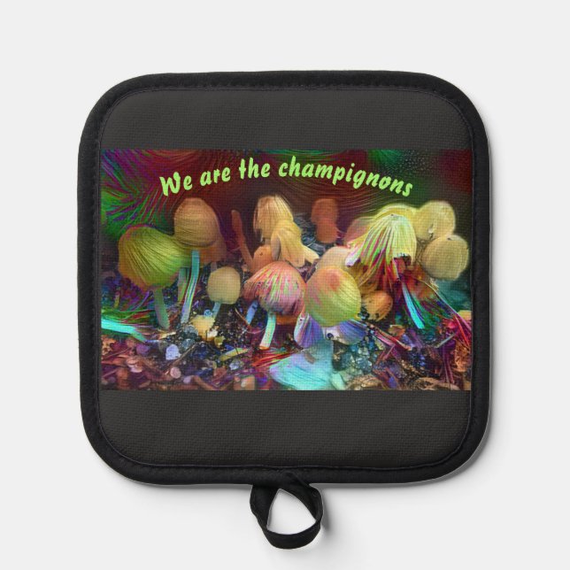 Funny Original Pot Holder “We are the champignons” (Anverso)
