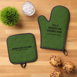 Funny Oven Mitt Set de Abuela y Abuelo