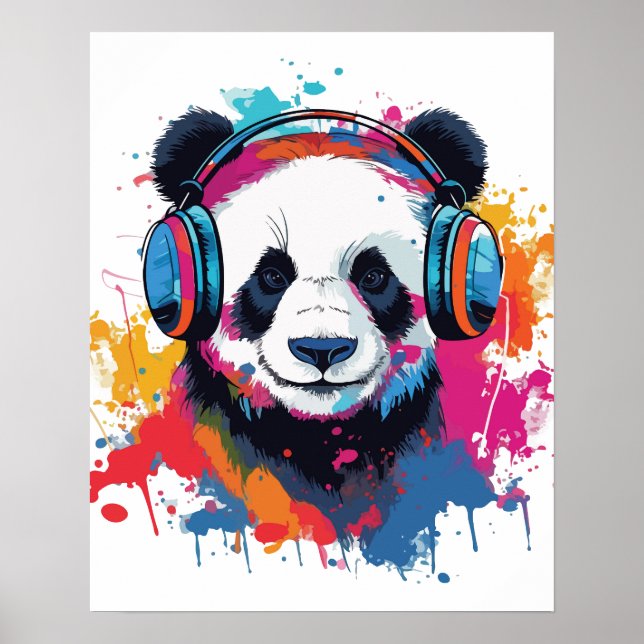 Funny Panda acuarela Poster de arte brillante (Frente)
