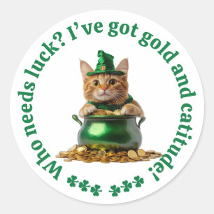 Funny Pegatina del gato del Día de San Patricio - 