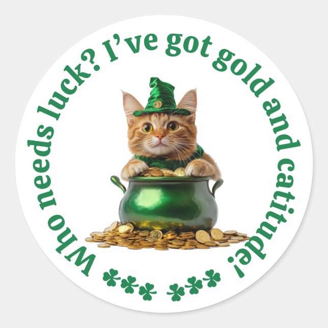 Funny Pegatina del gato del Día de San Patricio -  (Anverso)