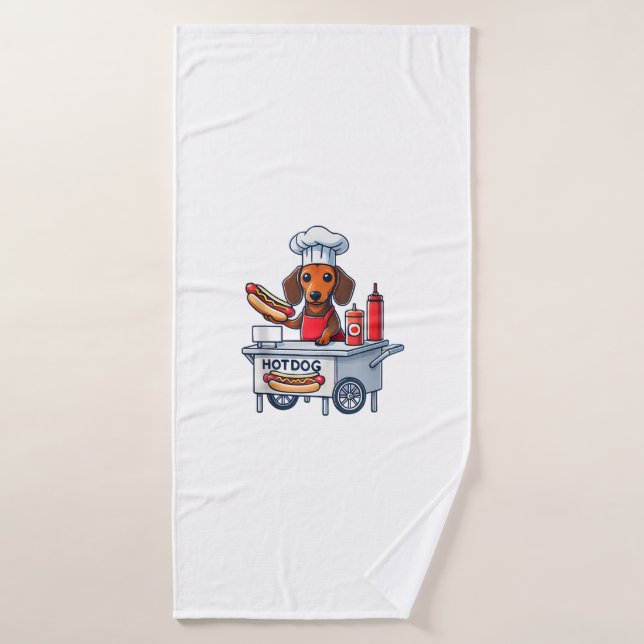 Funny Perro Dachshund Perro Weenie Sausage Hotdog  (Toalla de baño)
