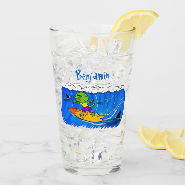 Funny personalizado de surf con lagarto frito (Reverso (hielo))