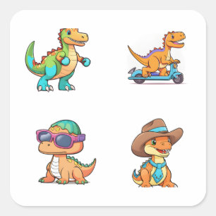 Funny Personalizado Dinosaur Character 4 Pegatinas