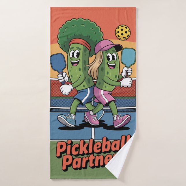 Funny Pickleball Partners Mascot Beach (Toalla de baño)