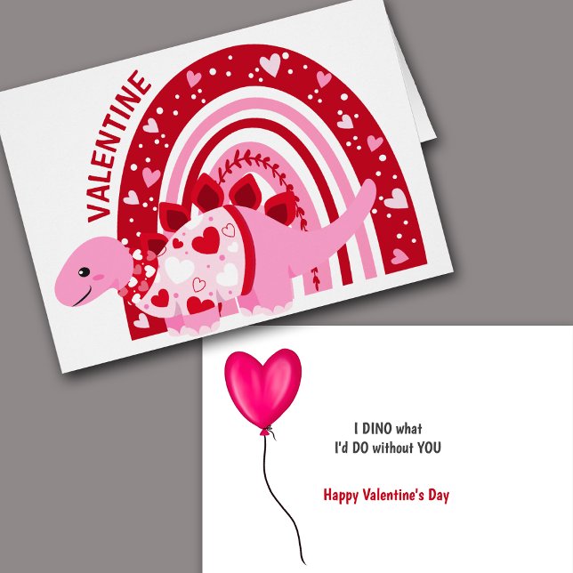 Funny Pink Rainbow Dinosaur Valentine (Subido por el creador)