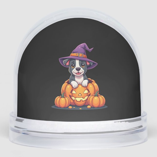 Funny Pitbull Witch Pumpkin Dog Halloween Mens Wom (Anverso)