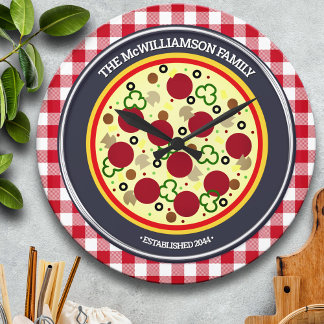 Funny Pizza Time Personalizado Reloj de pared