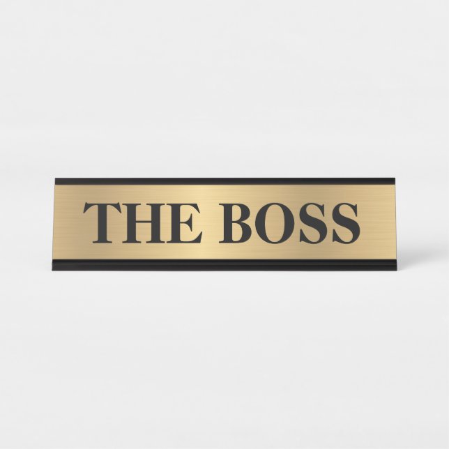 Funny placa con el nombre del escritorio "The Boss (Anverso)
