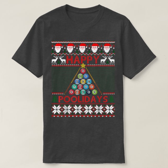 Funny Pool Christmas Tree Billiards Ugly Sweater  (Diseño del anverso)