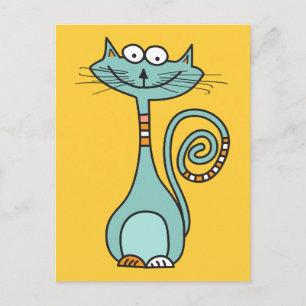 Funny postal de color Cat personalizado