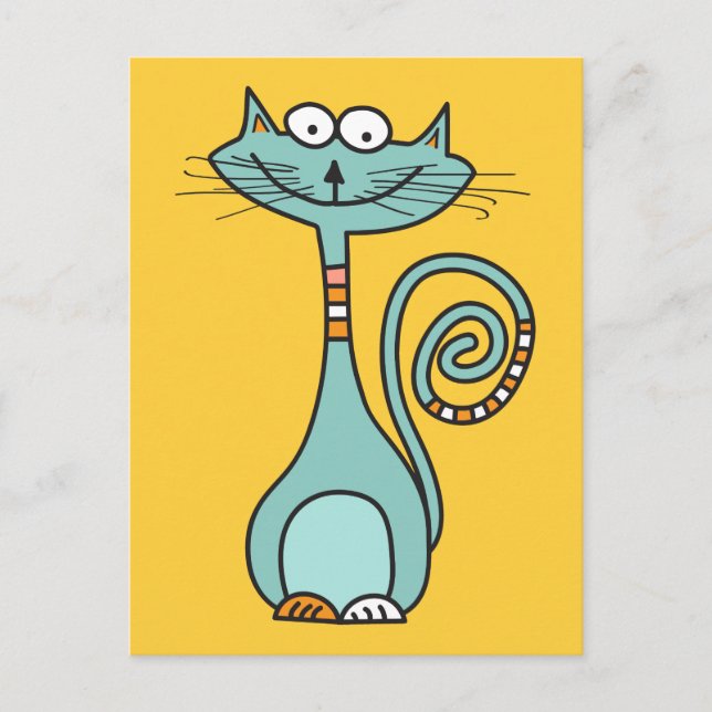 Funny postal de color Cat personalizado (Anverso)