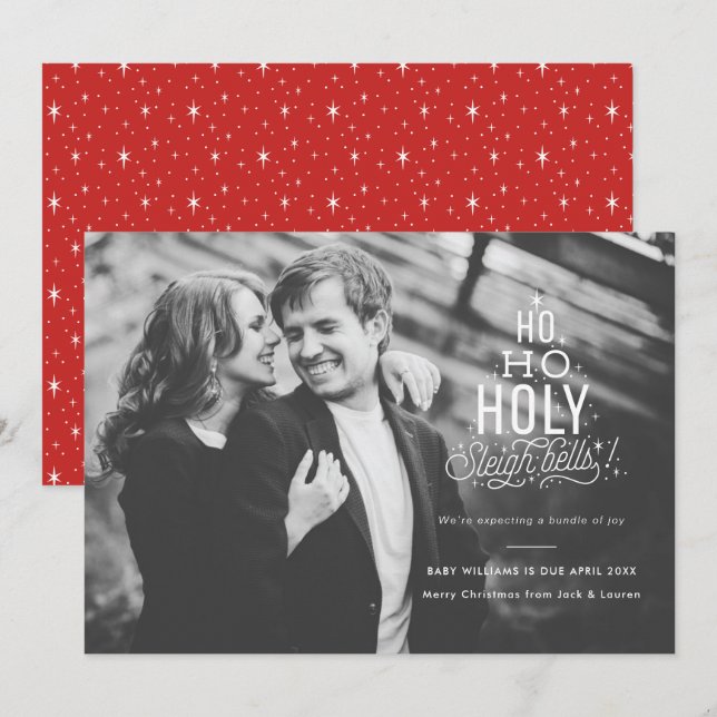 Funny Pregnancy Invitación Holiday Card (Anverso / Reverso)