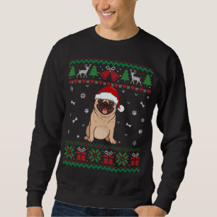 Funny Pug Dog Santa Hat Navidades Ugly Sweater Pup