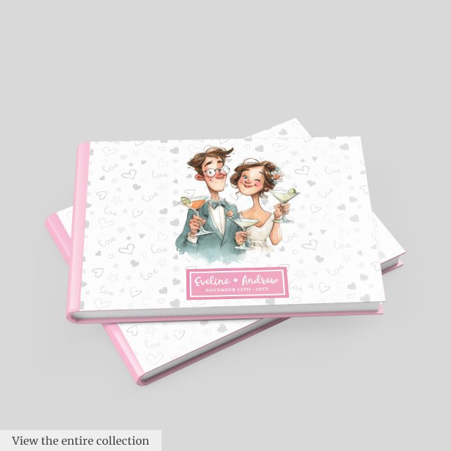 Funny Quirky Couple Boda Invitado Libro Watercolor (Funny Quirky Couple Wedding Guest Book Watercolor)