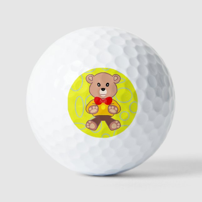 Funny Quirky Cute Bowtie Bear en bolas de golf ama (Anverso)