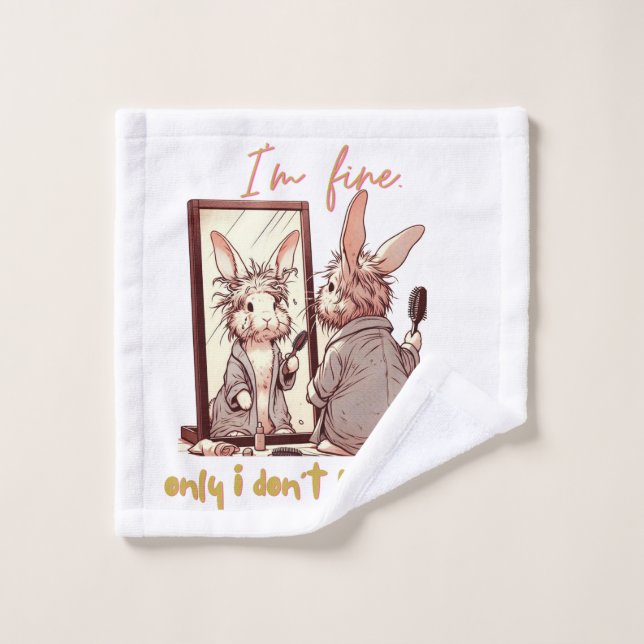 Funny rabbit in front of the mirror – Funny design (Toallita)