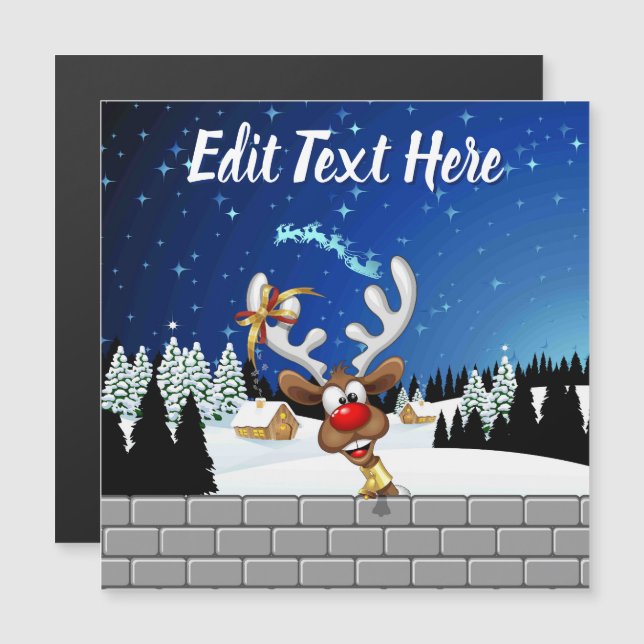 Funny Reindeer Peeking Christmas Meme  (Anverso/Reverso)