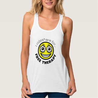 Funny Rideshare Tank Top | Emoji amarilla loca