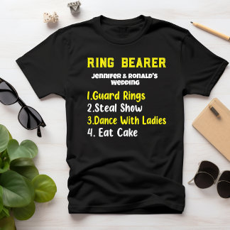 Funny Ring Bearer Camiseta Boda Pareja Nombre