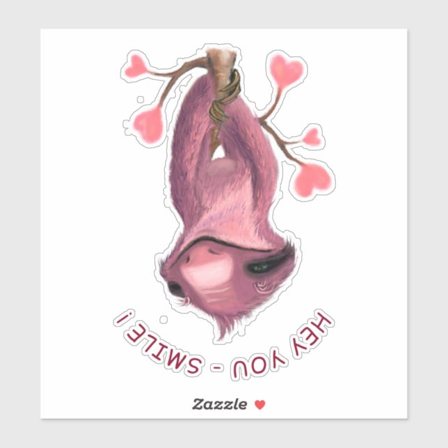 Funny Romantic Sloth Smile Pegatina (Hoja)
