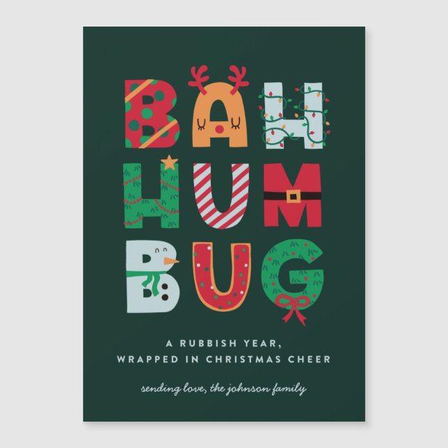 Funny Rubbish Bah Humbug Holiday Card (Anverso)