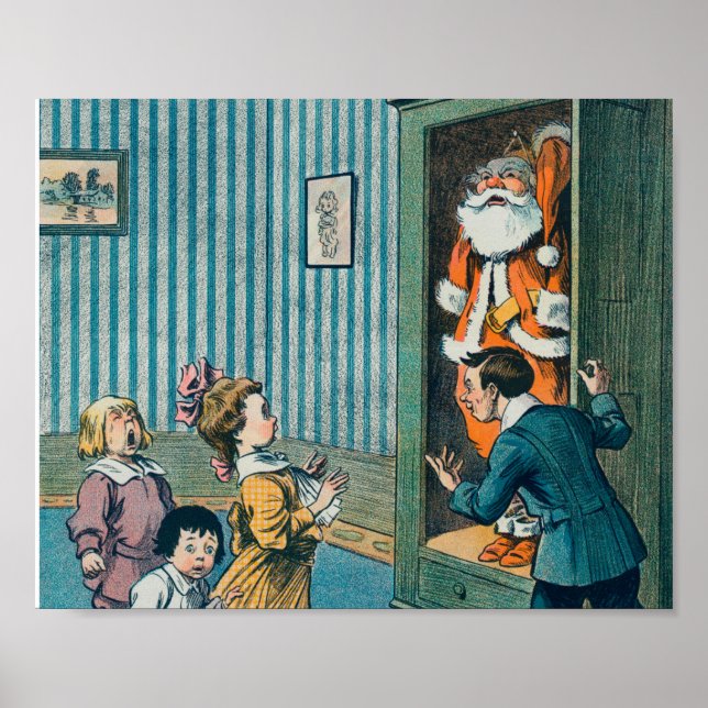 Funny santa claus vacaciones de arte vintage (Frente)