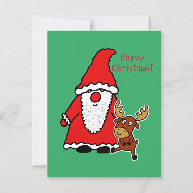 Funny Santa Claus with baby moose (Anverso)