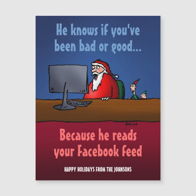 Funny Santa Personalizada Holiday Magnet Card (Anverso)