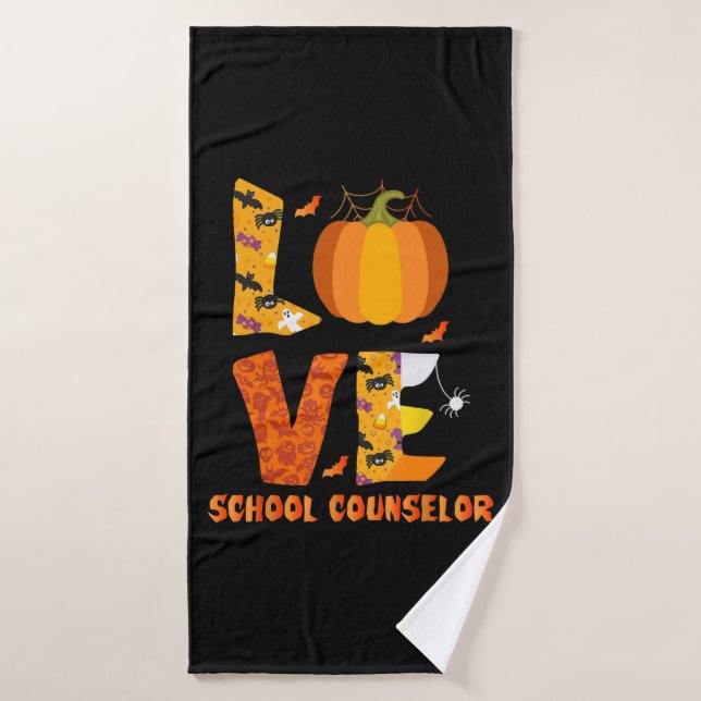 Funny School Counseler Love Halloween (Toalla de baño)
