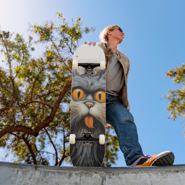 FUNNY SCRUFFY CAT SKATEBOARD DECK (Exterior 1)
