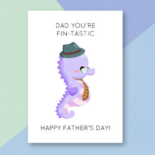 Funny Seahorse Pun, tarjeta del día del padre