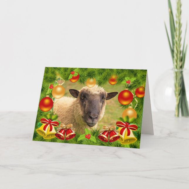 Funny Sheep Pun Navidad tarjeta de vacaciones (Anverso)