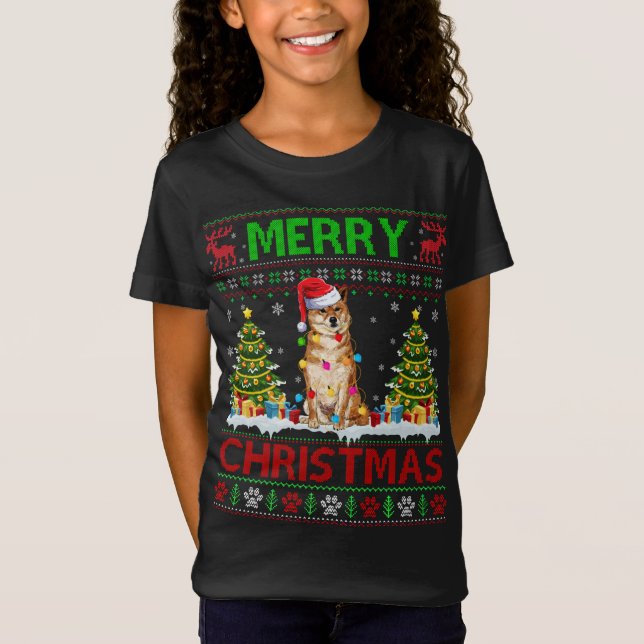 Funny Shiba Inu Navidades suéter Shiba Inu X (Anverso)