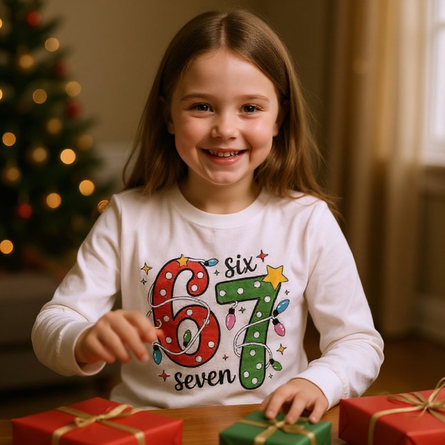 Funny Six Seven 6 7 Meme Christmas Lights Kids (Subido por el creador)